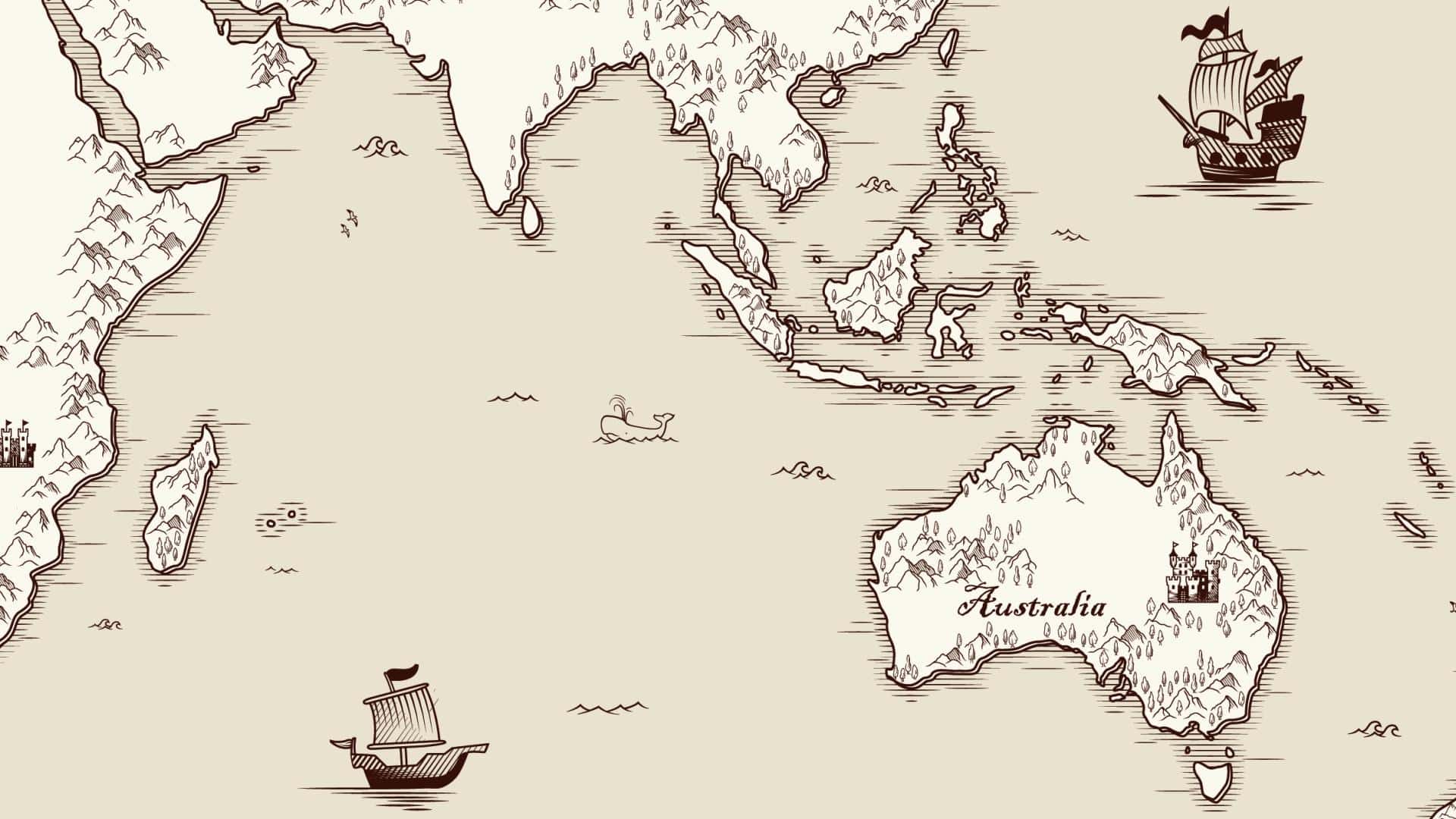 Animation of an old, illustrated map of Australia